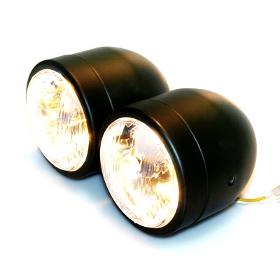 Headlight - Twin-round Black