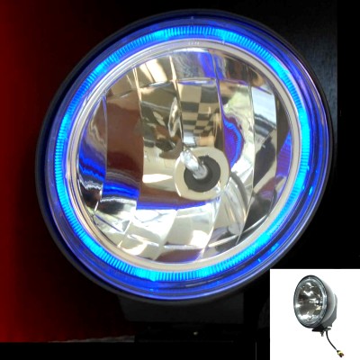 HID 8-inch Aluminum W/Blue LED Ring, Flood Beam