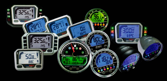 Acewell's full line of high-end aftermarket speedometers for street motorcycles, dirt bikes, and ATV's.
